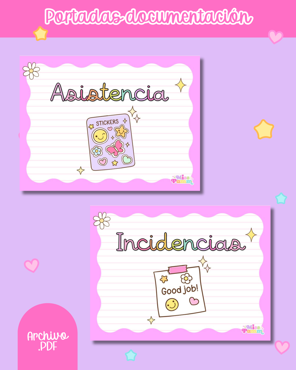 Portadas de documentación docente rosa pastel