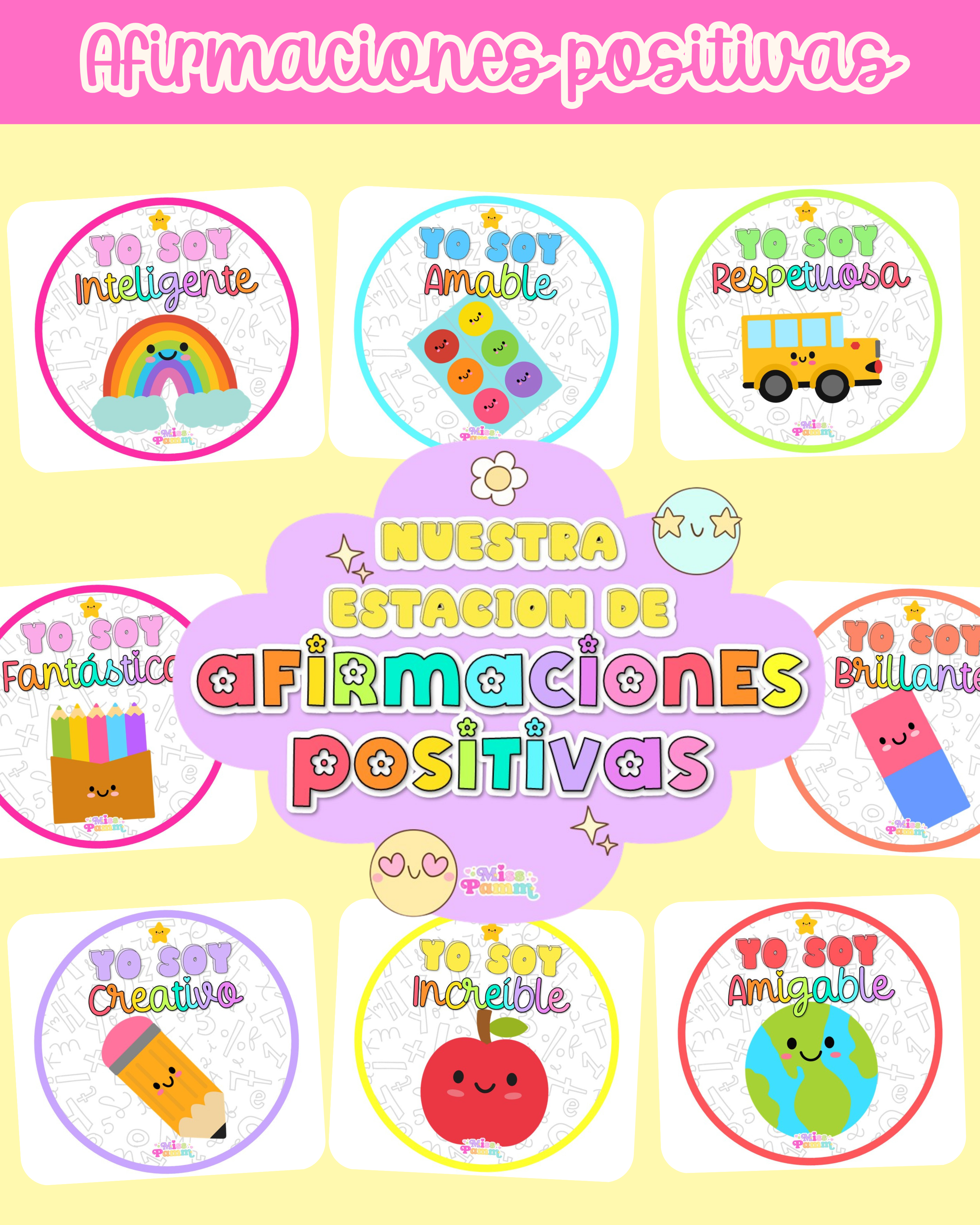 Afirmaciones positivas útiles escolares arcoiris