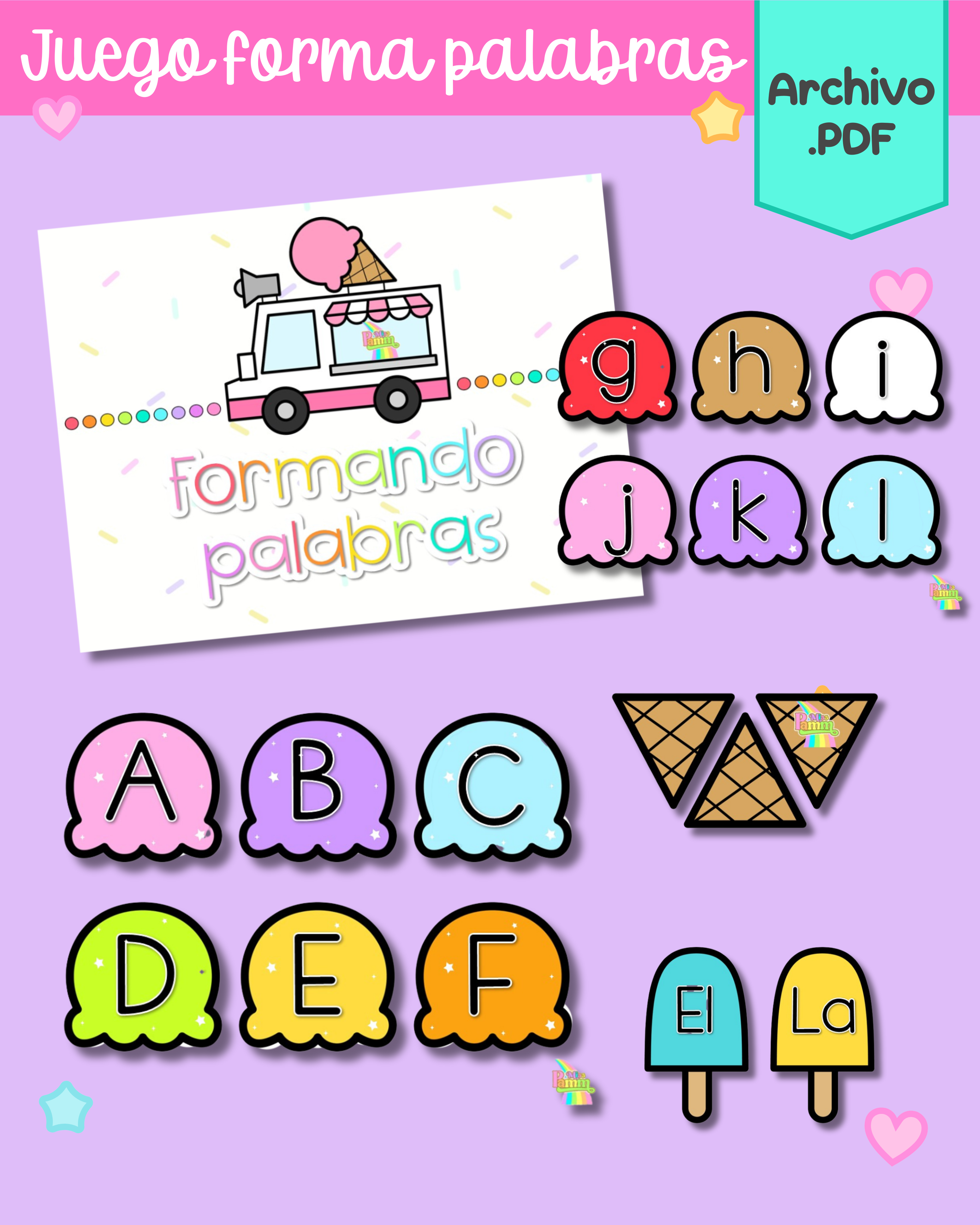 Juego "Helados forma palabras"