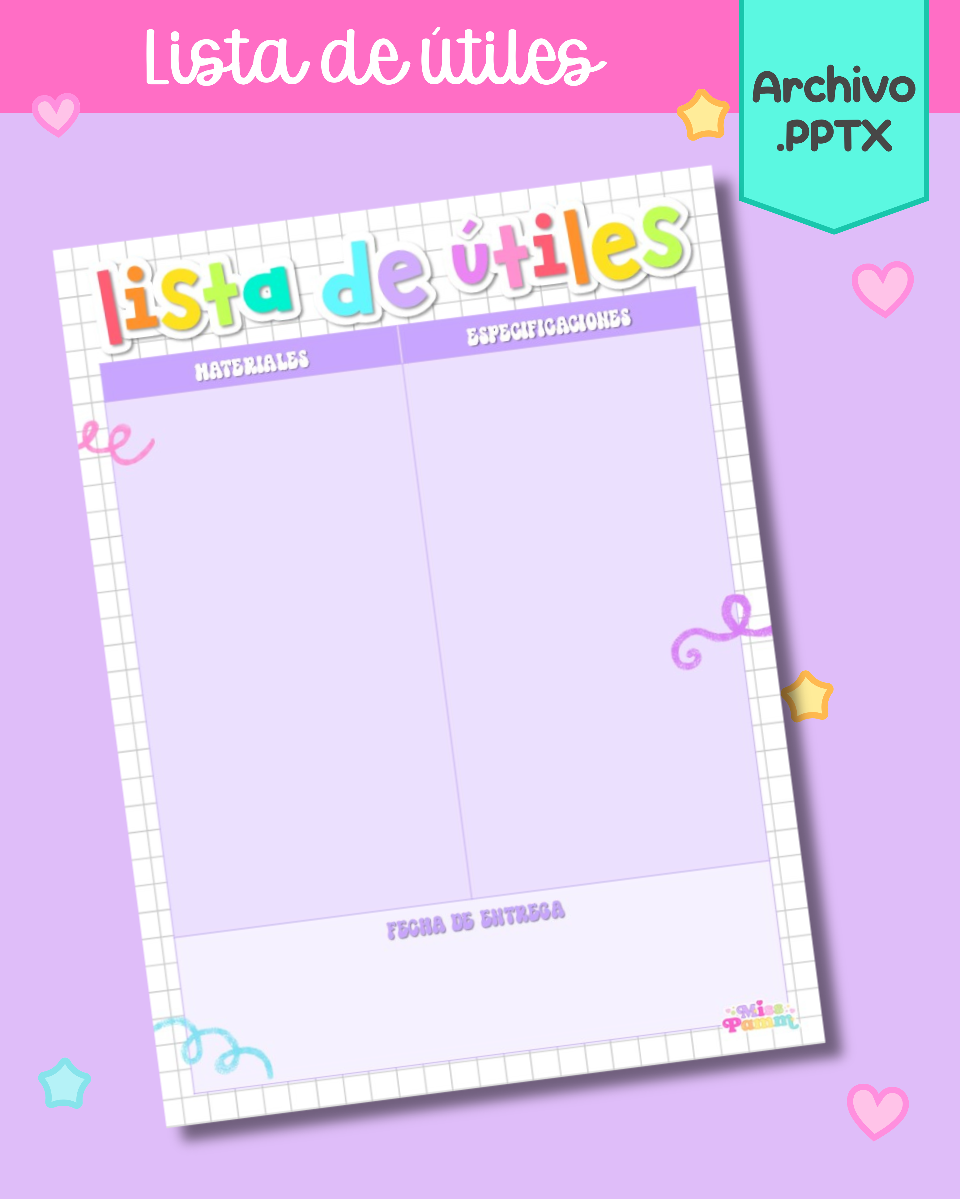 Lista de útiles editable