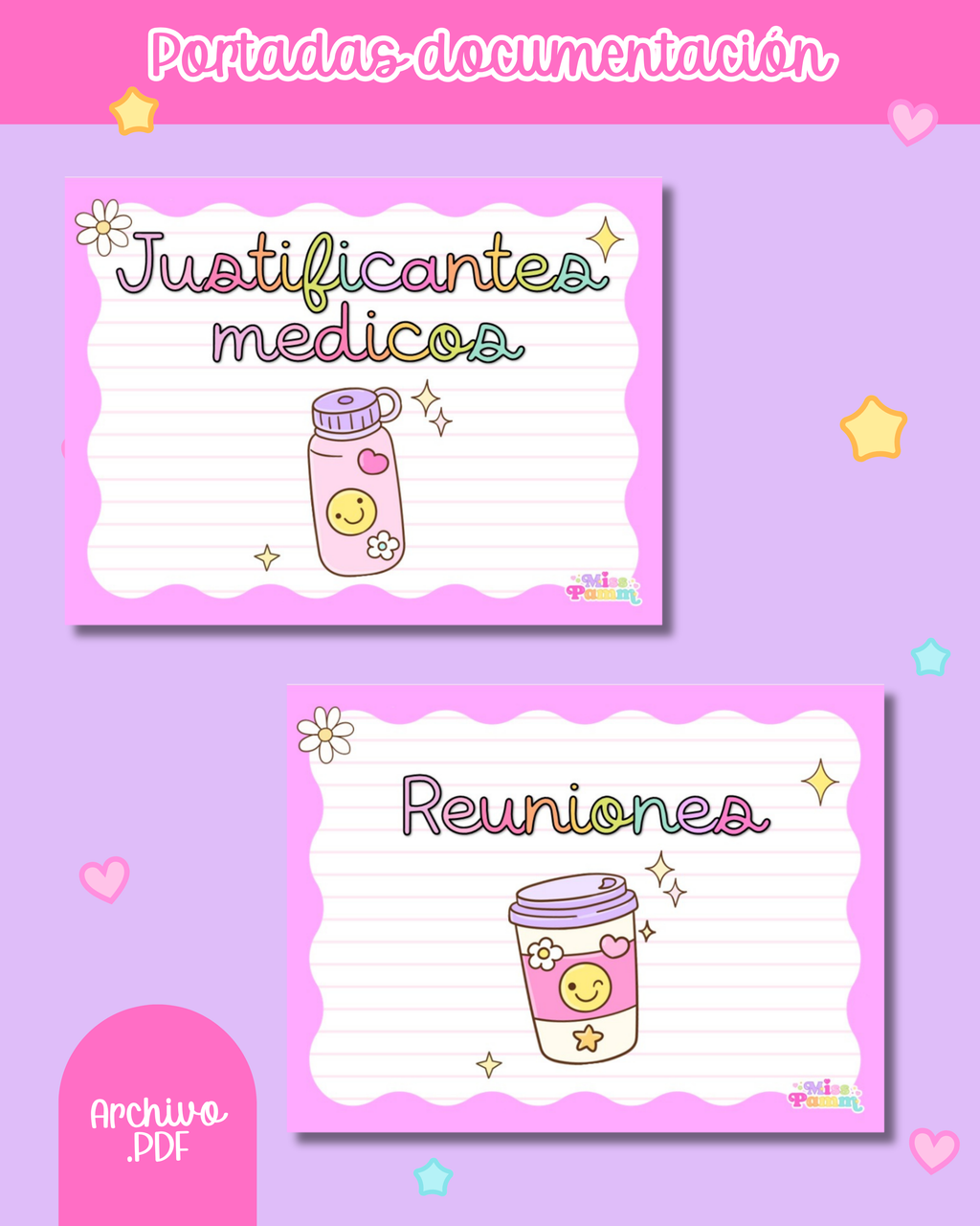 Portadas de documentación docente rosa pastel
