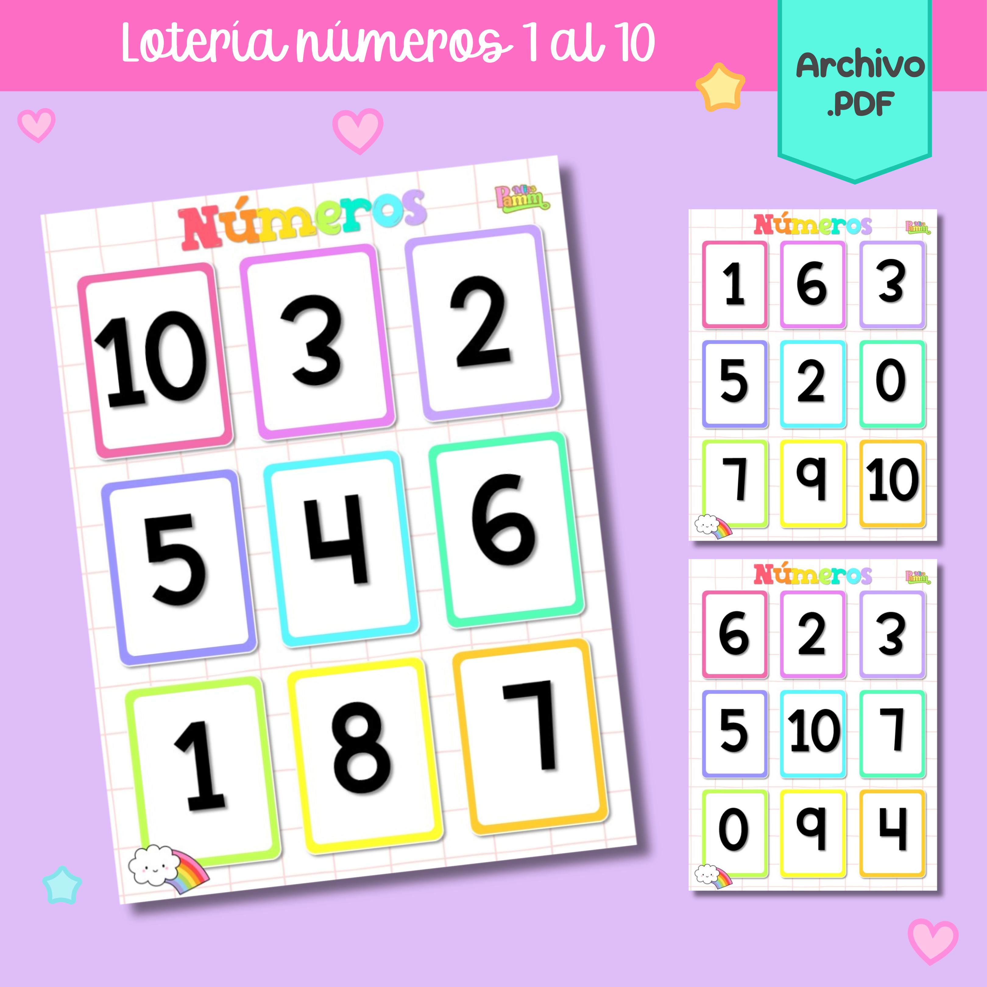 Lotería números 1 al 10