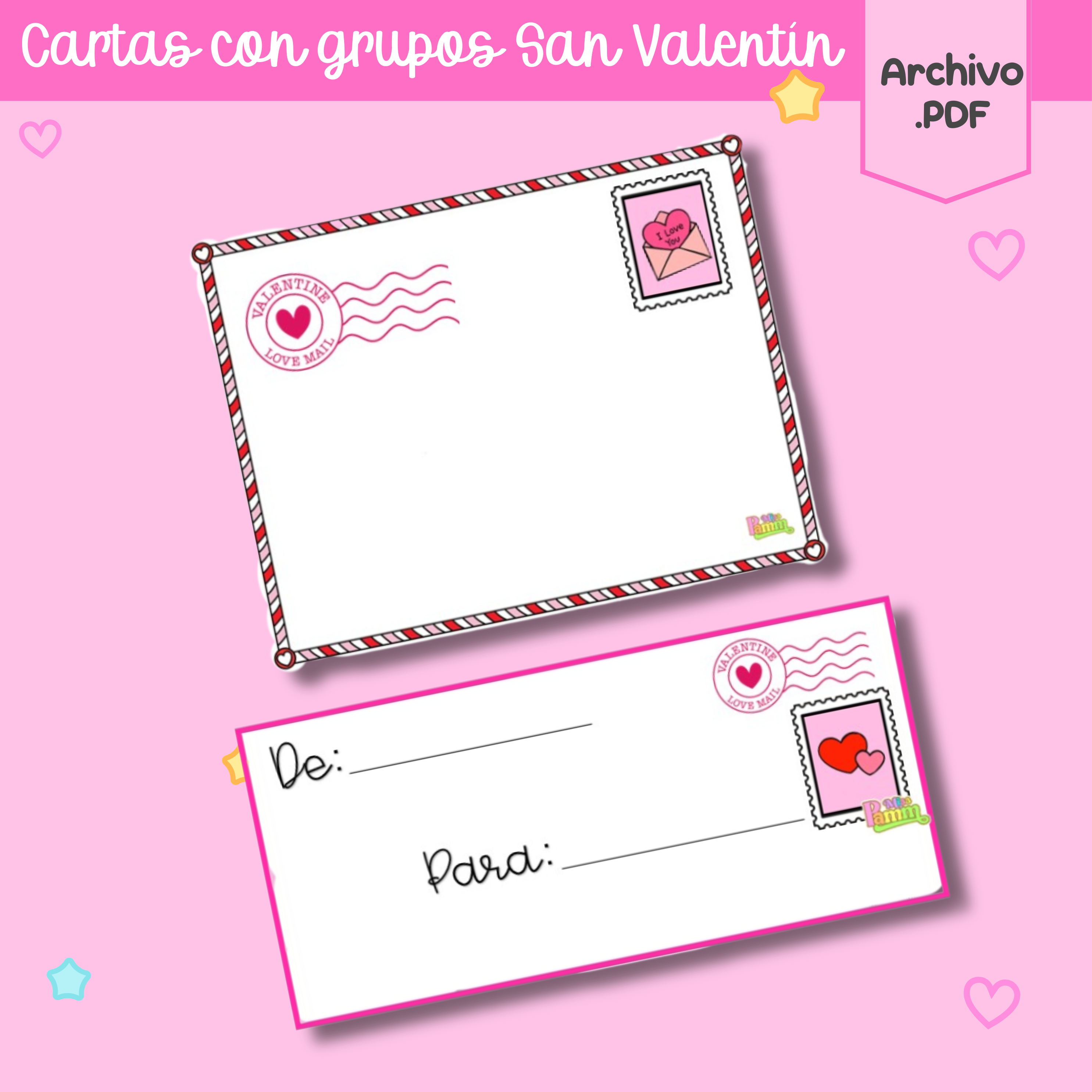 Cartas con grupos para decoración San Valentín