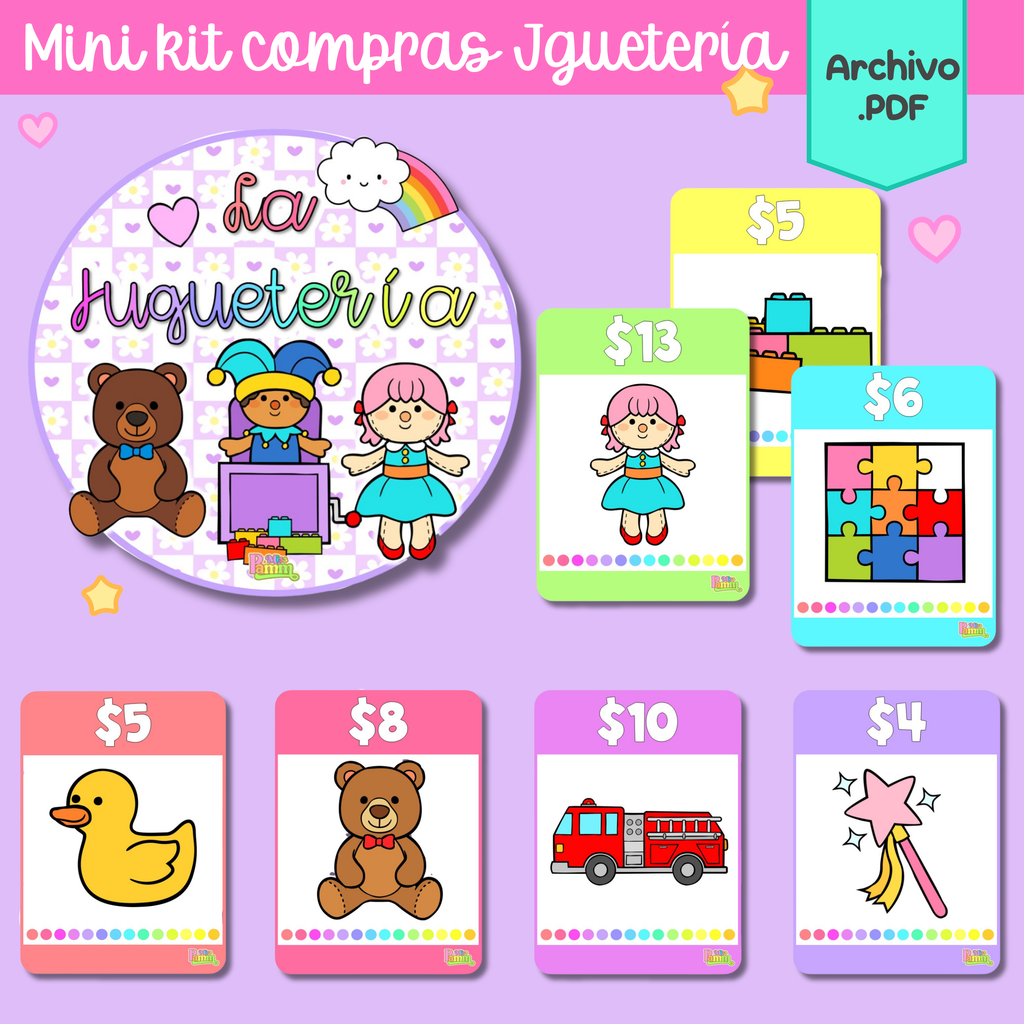 Kit compras: juguetería, mercado y supermercado