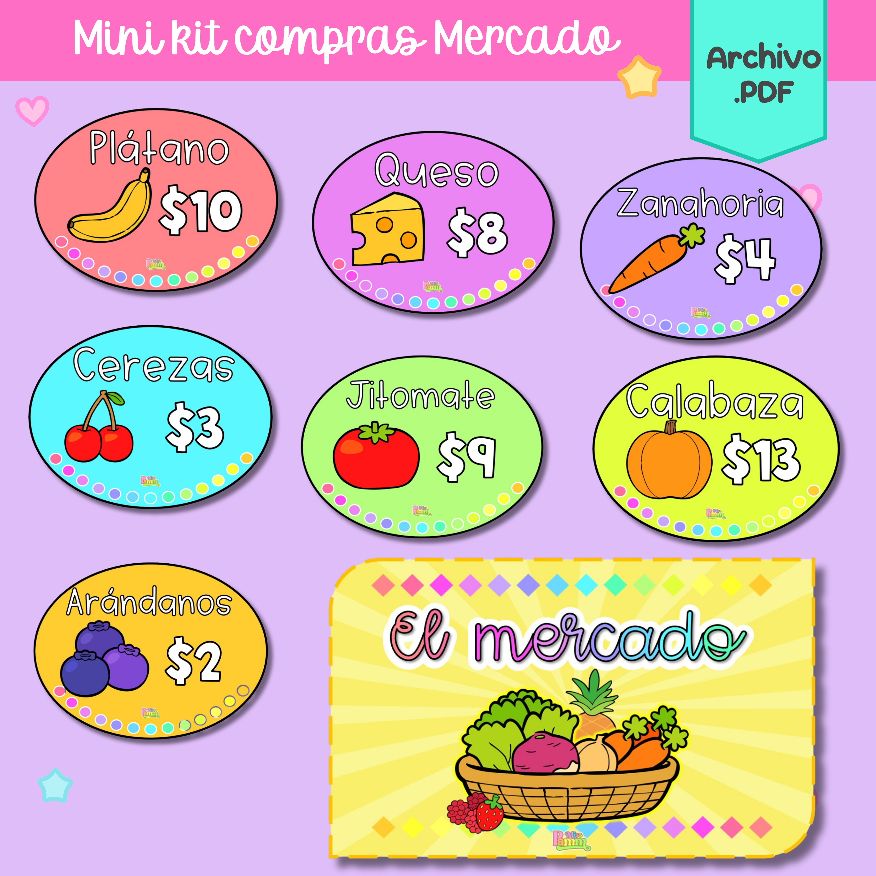 Kit compras: juguetería, mercado y supermercado