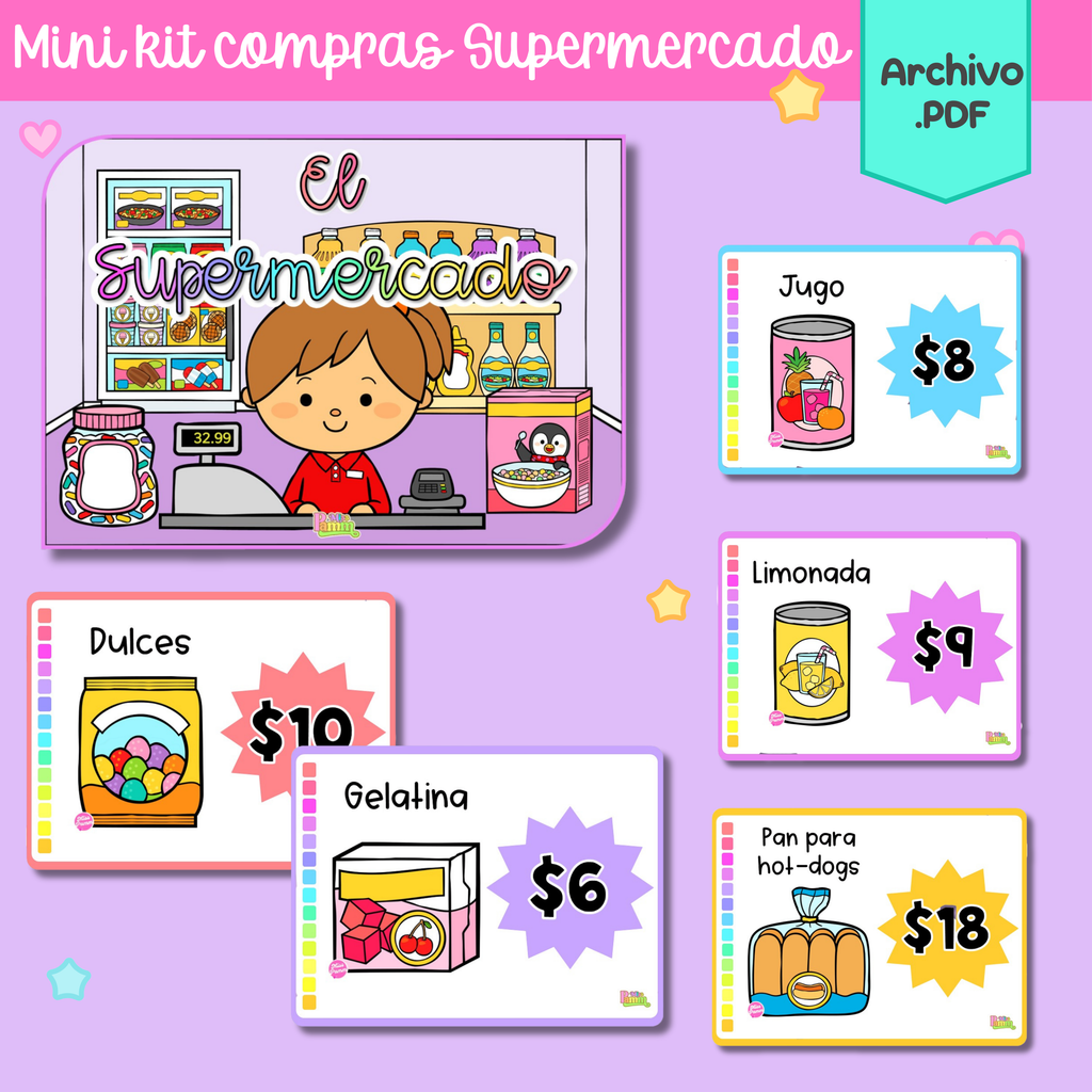 Kit compras: juguetería, mercado y supermercado