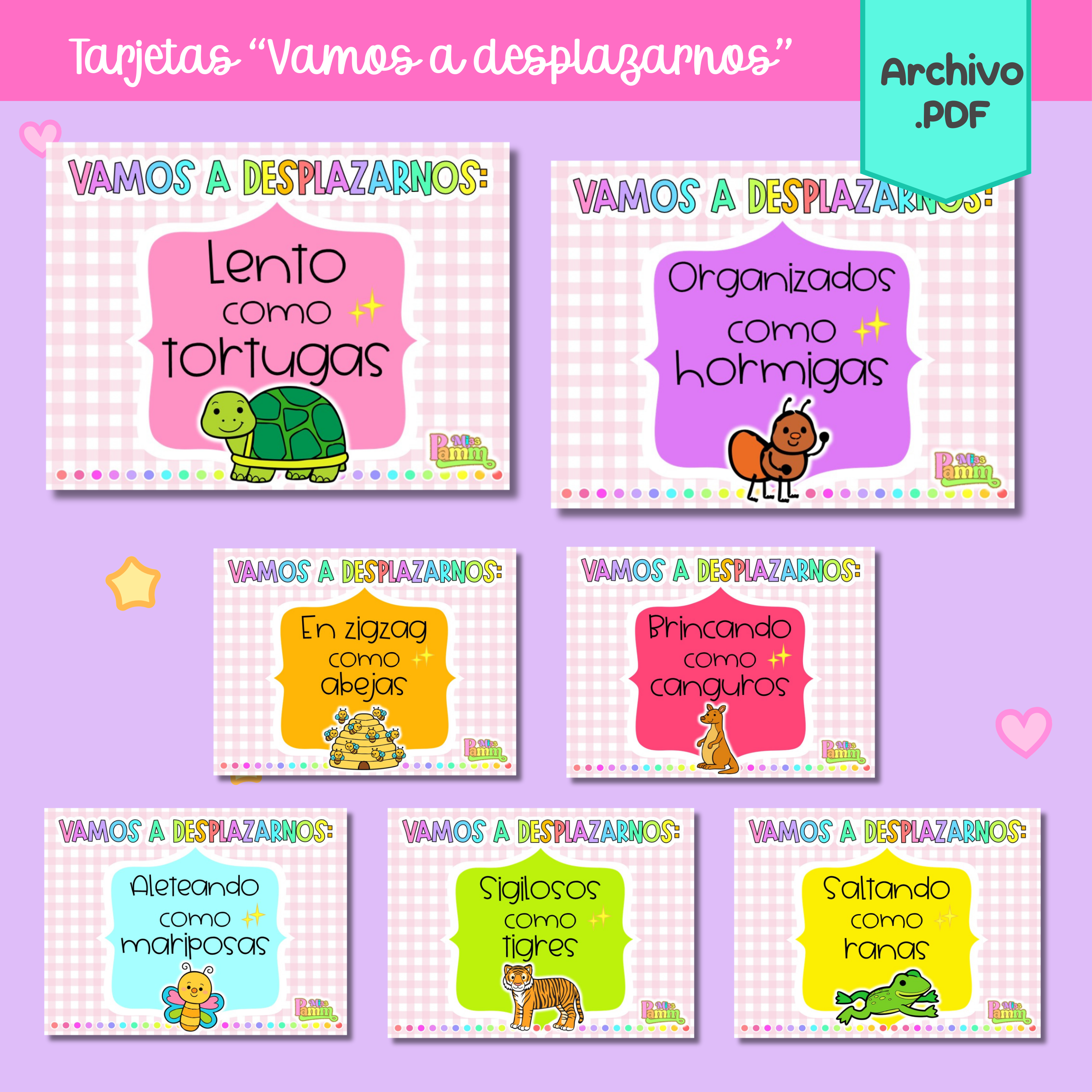 Tarjetas "Vamos a desplazarnos"