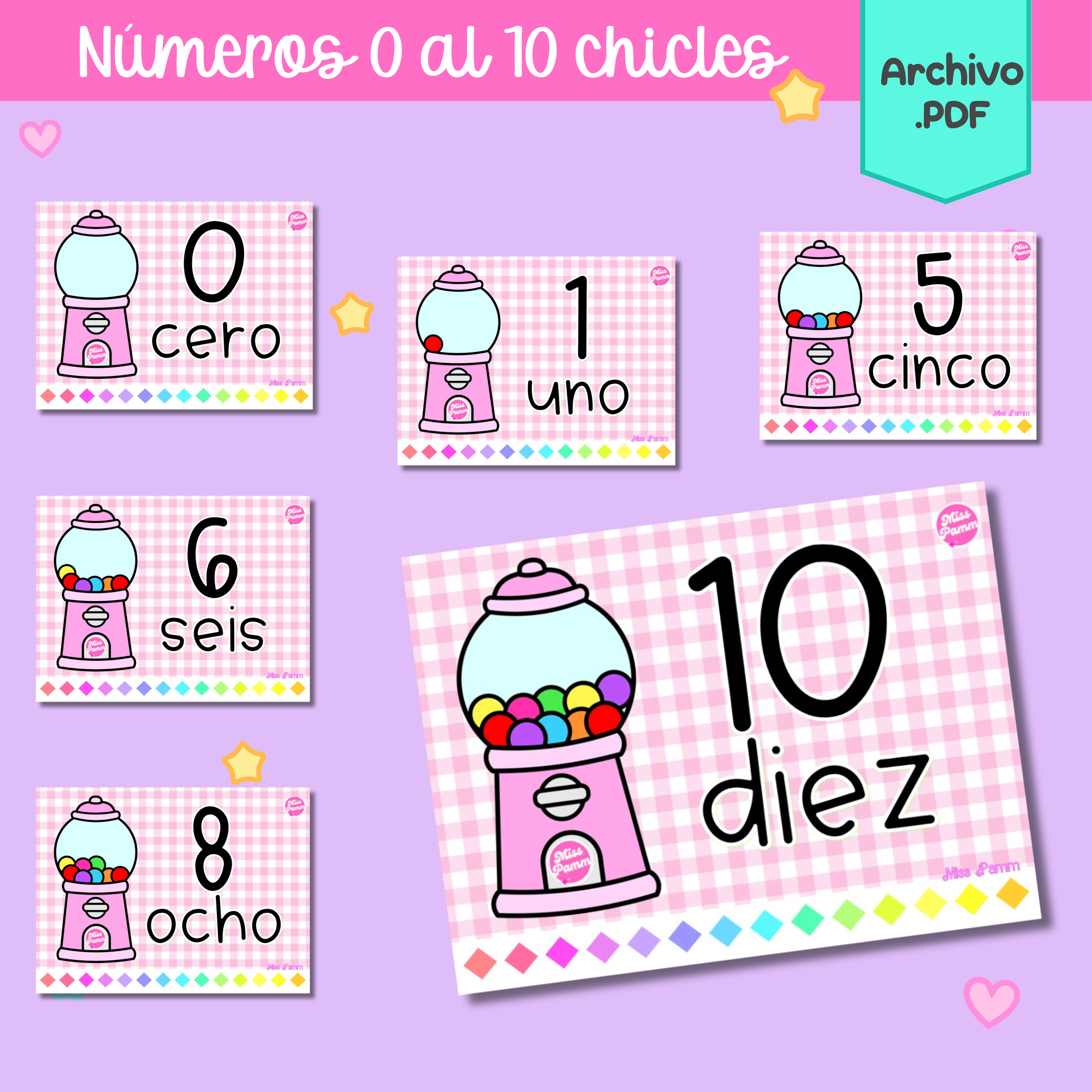 Números 0 al 10 chicles