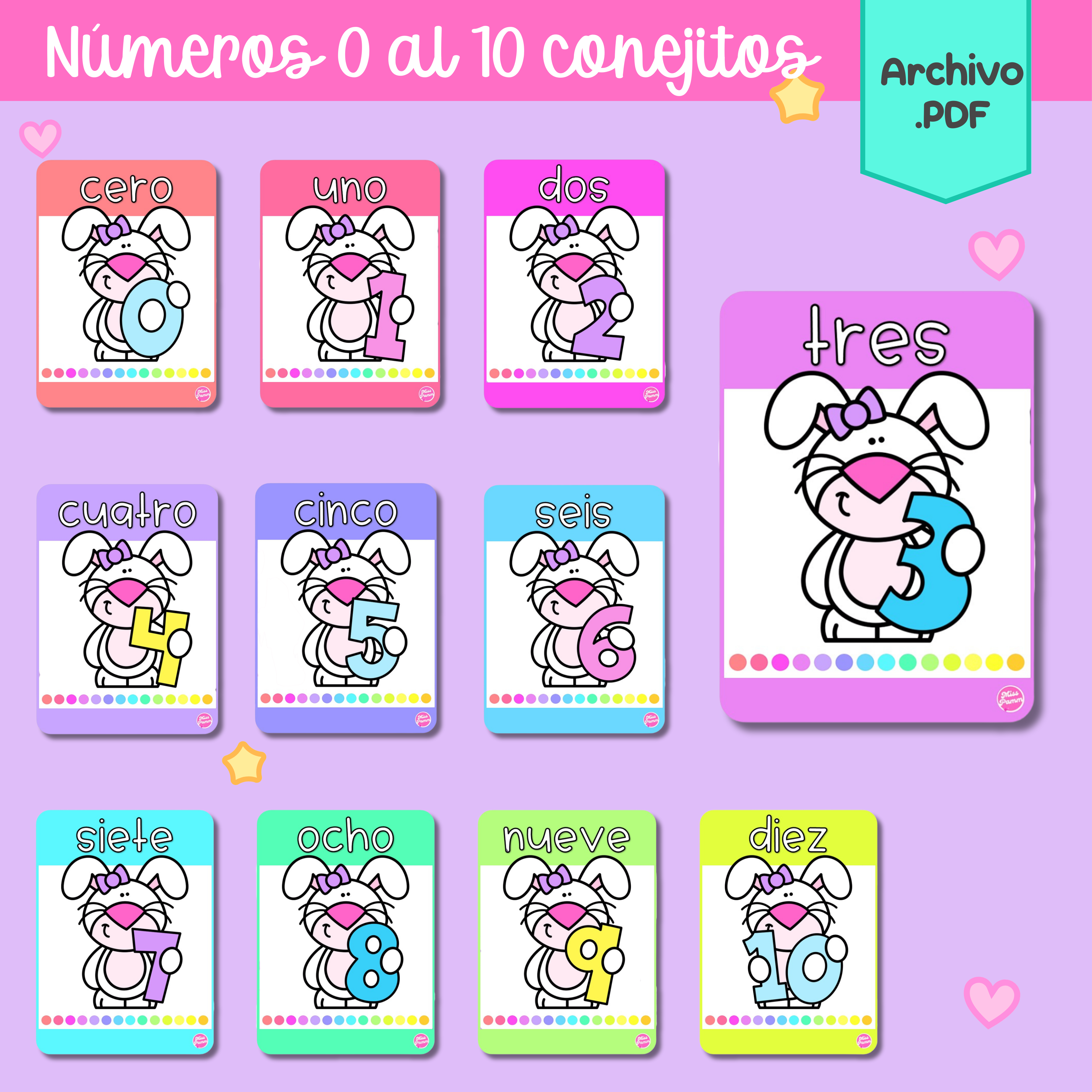 Números 0 al 10 conejitos