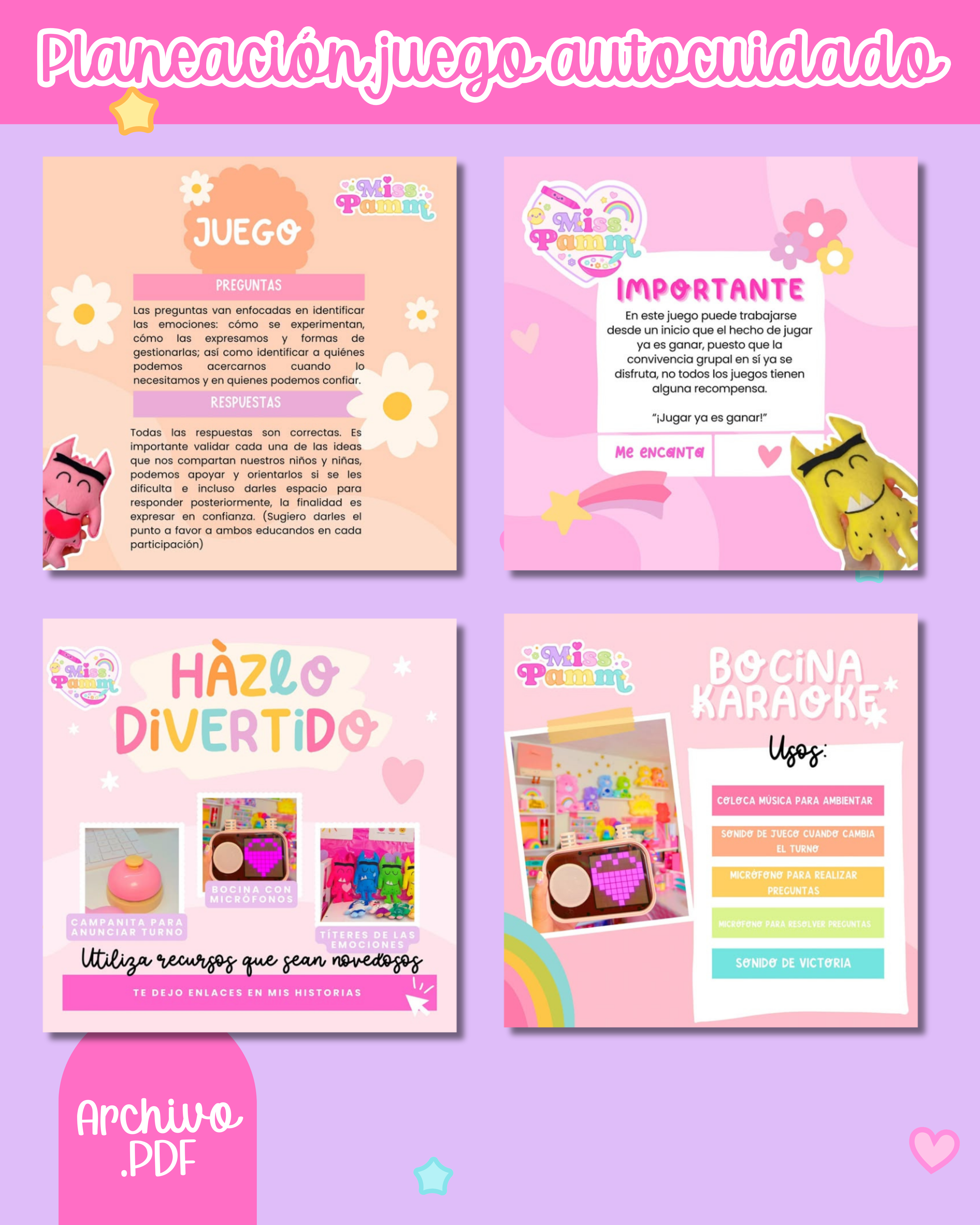 Planeaación Juego autocuidado "100 preescolares dijeron"