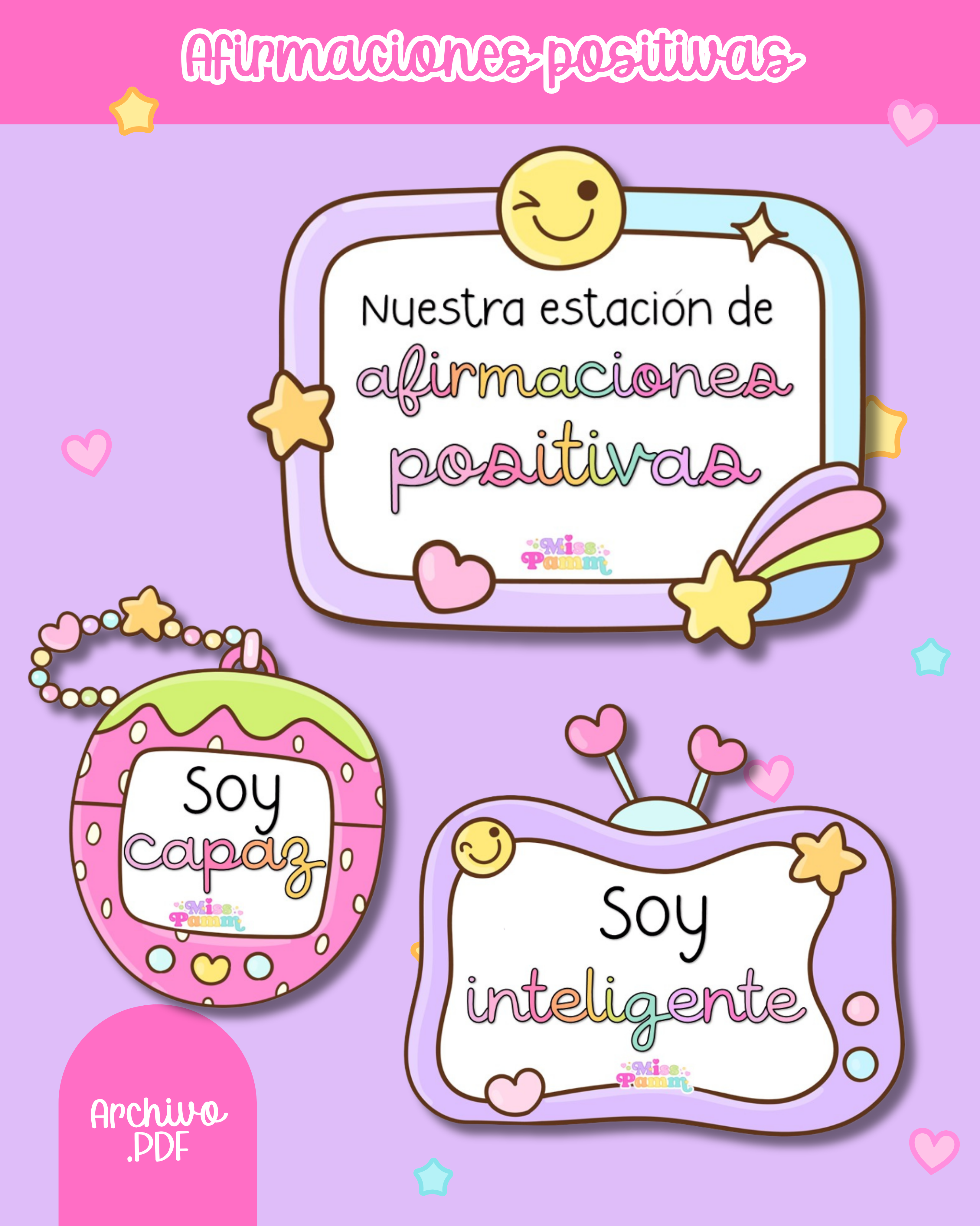 Afirmaciones positivas pastel