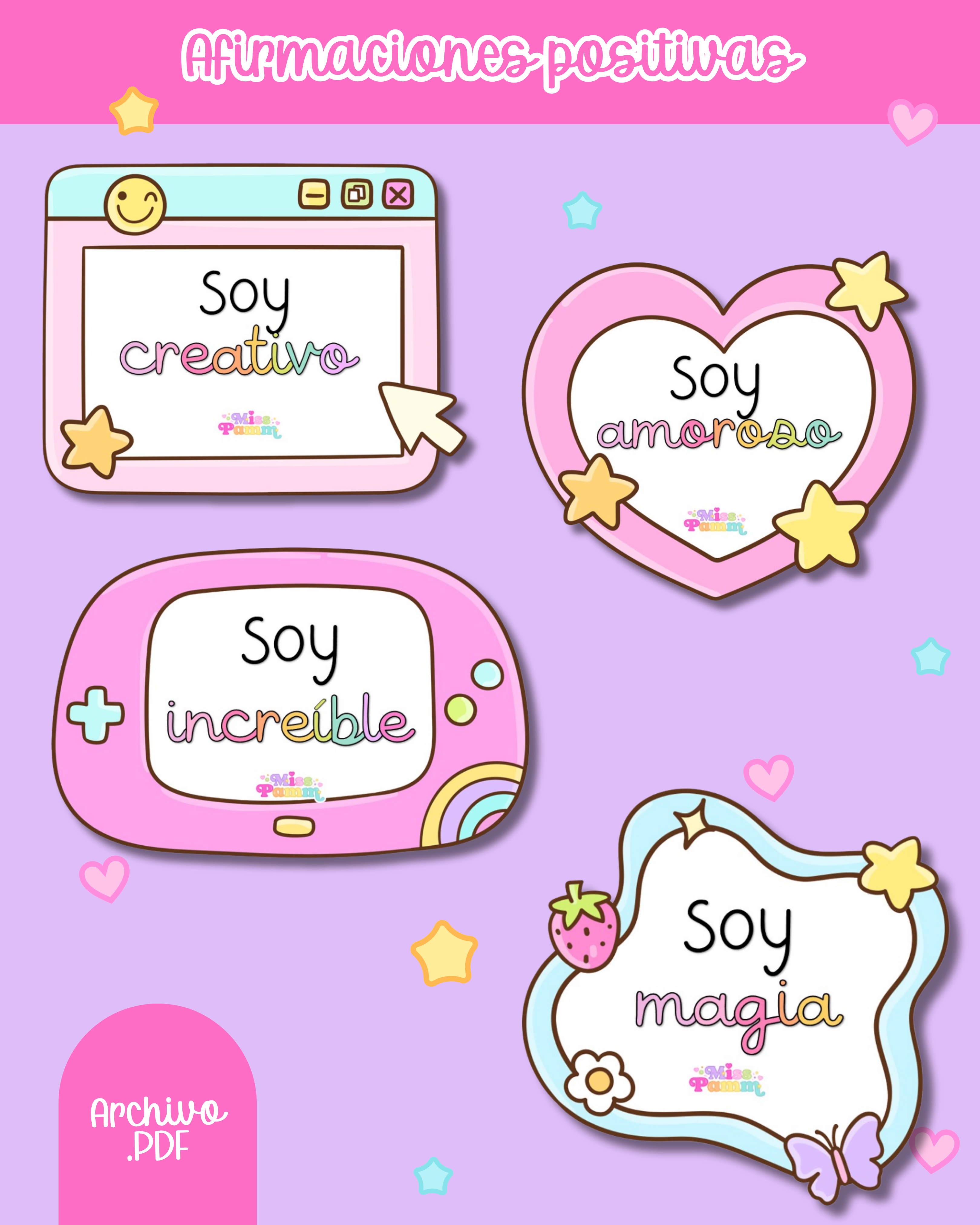 Afirmaciones positivas pastel