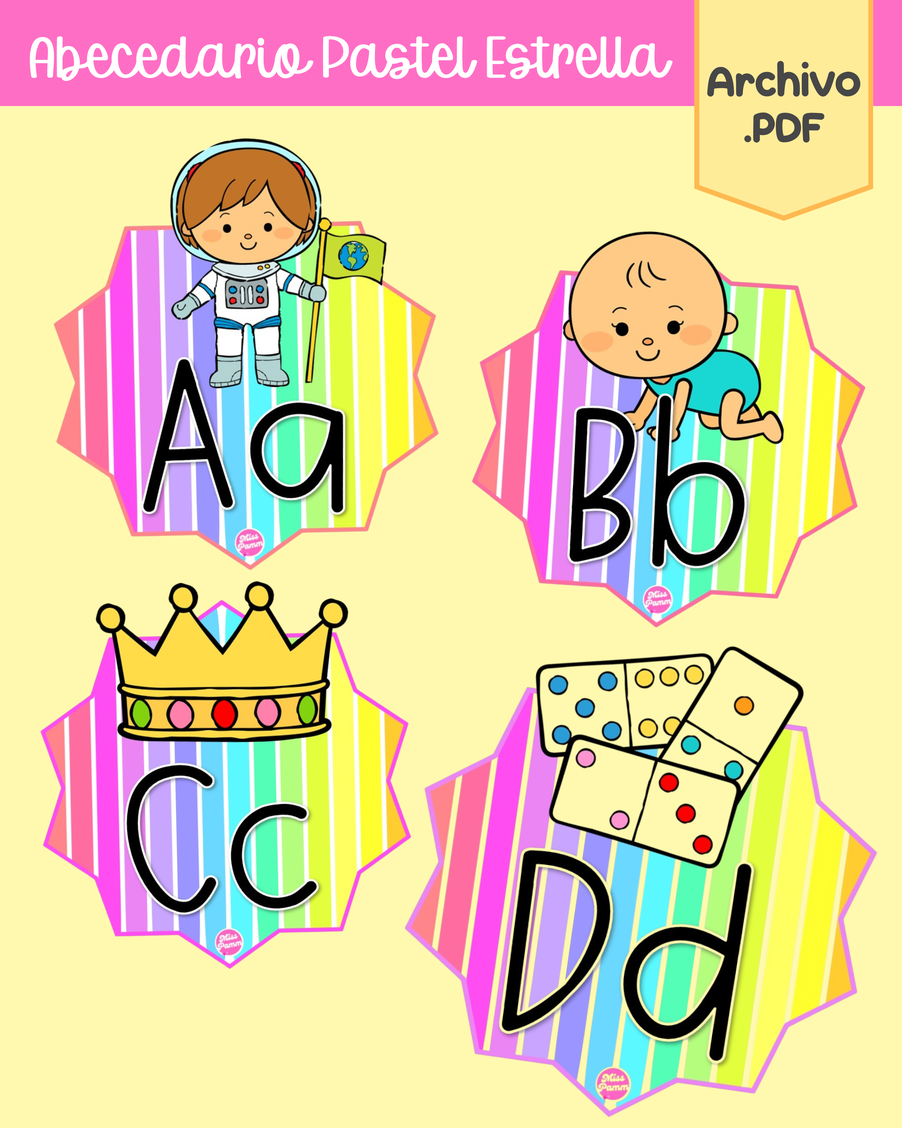 Abecedario estrella arcoiris