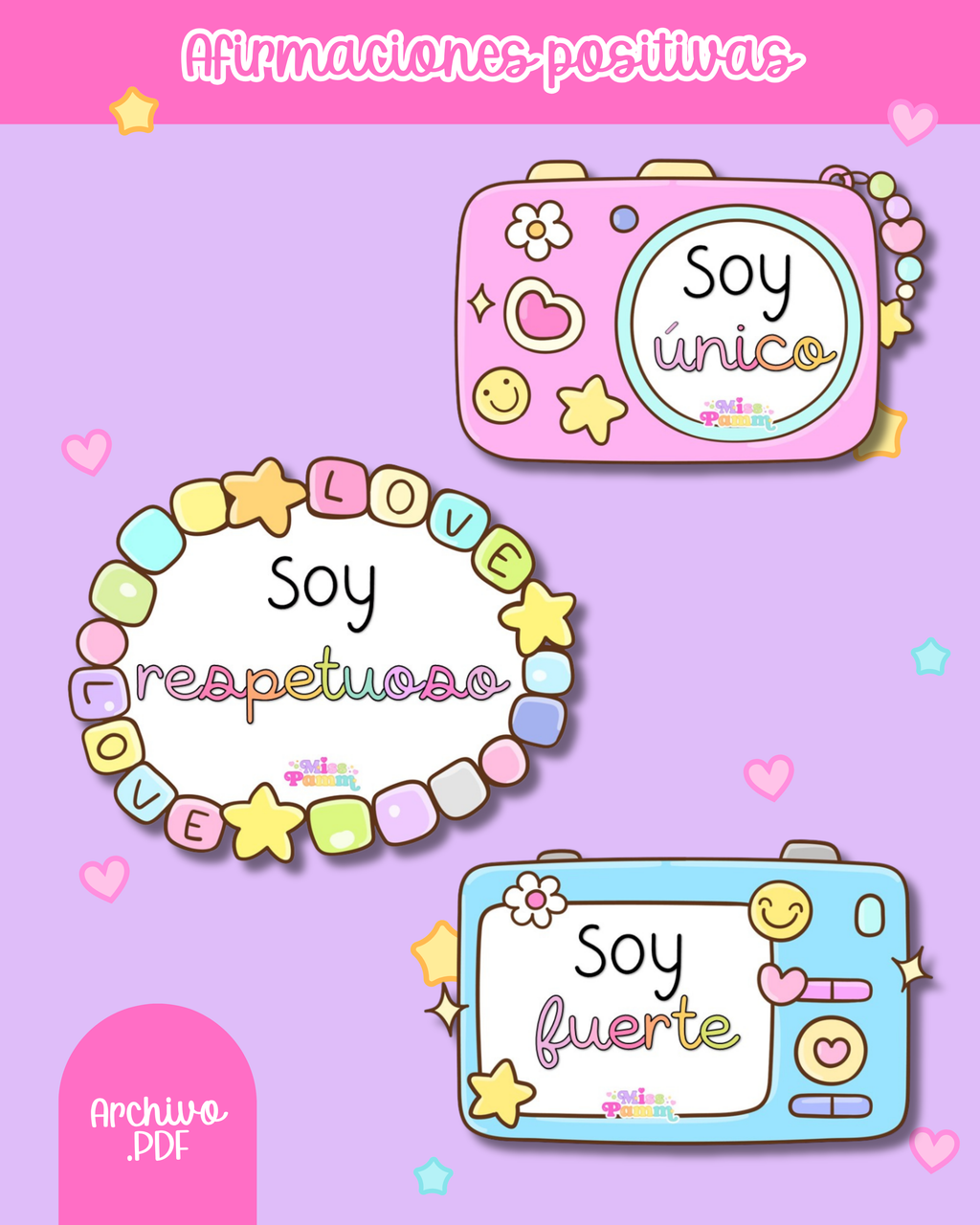 Afirmaciones positivas pastel