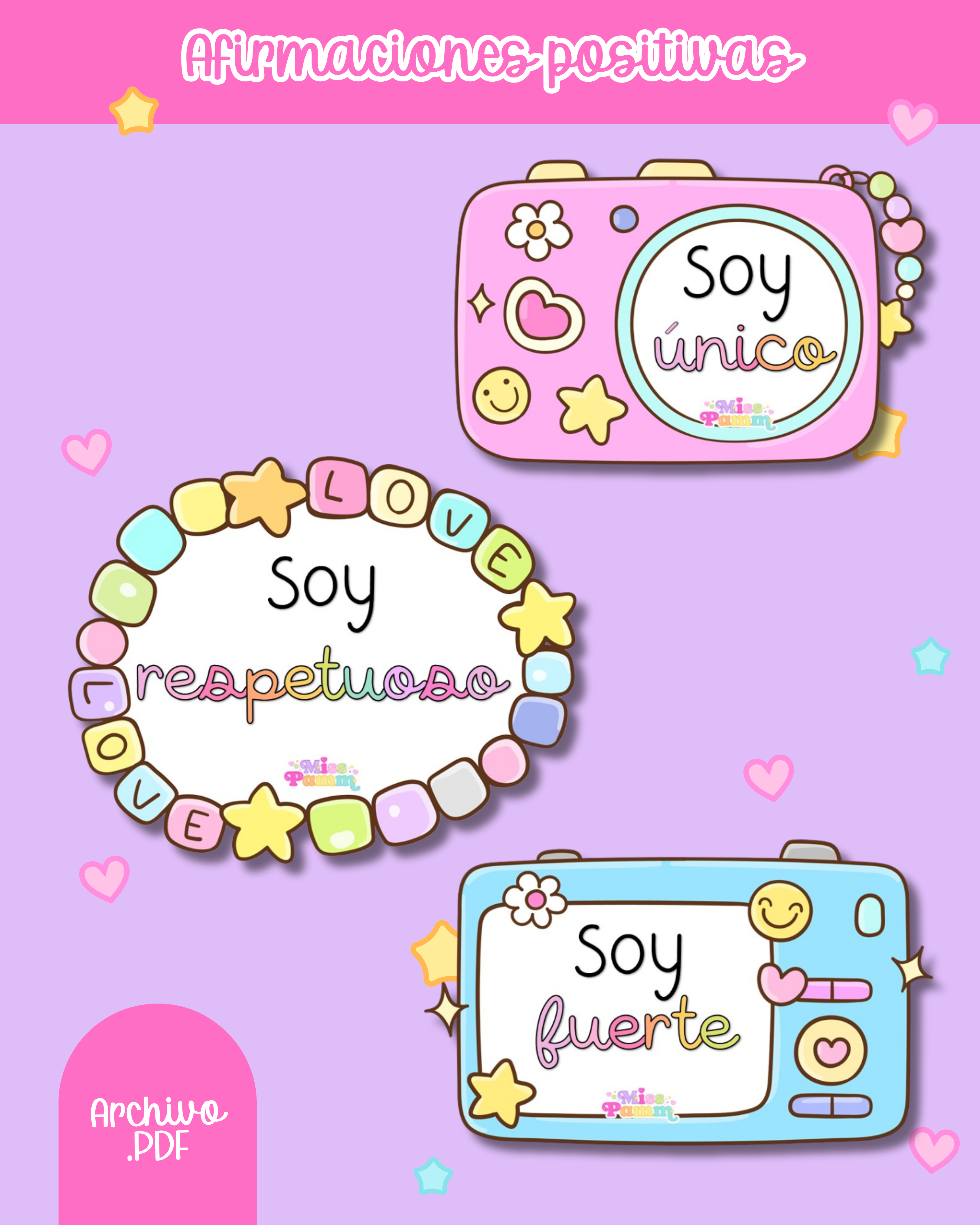 Afirmaciones positivas pastel
