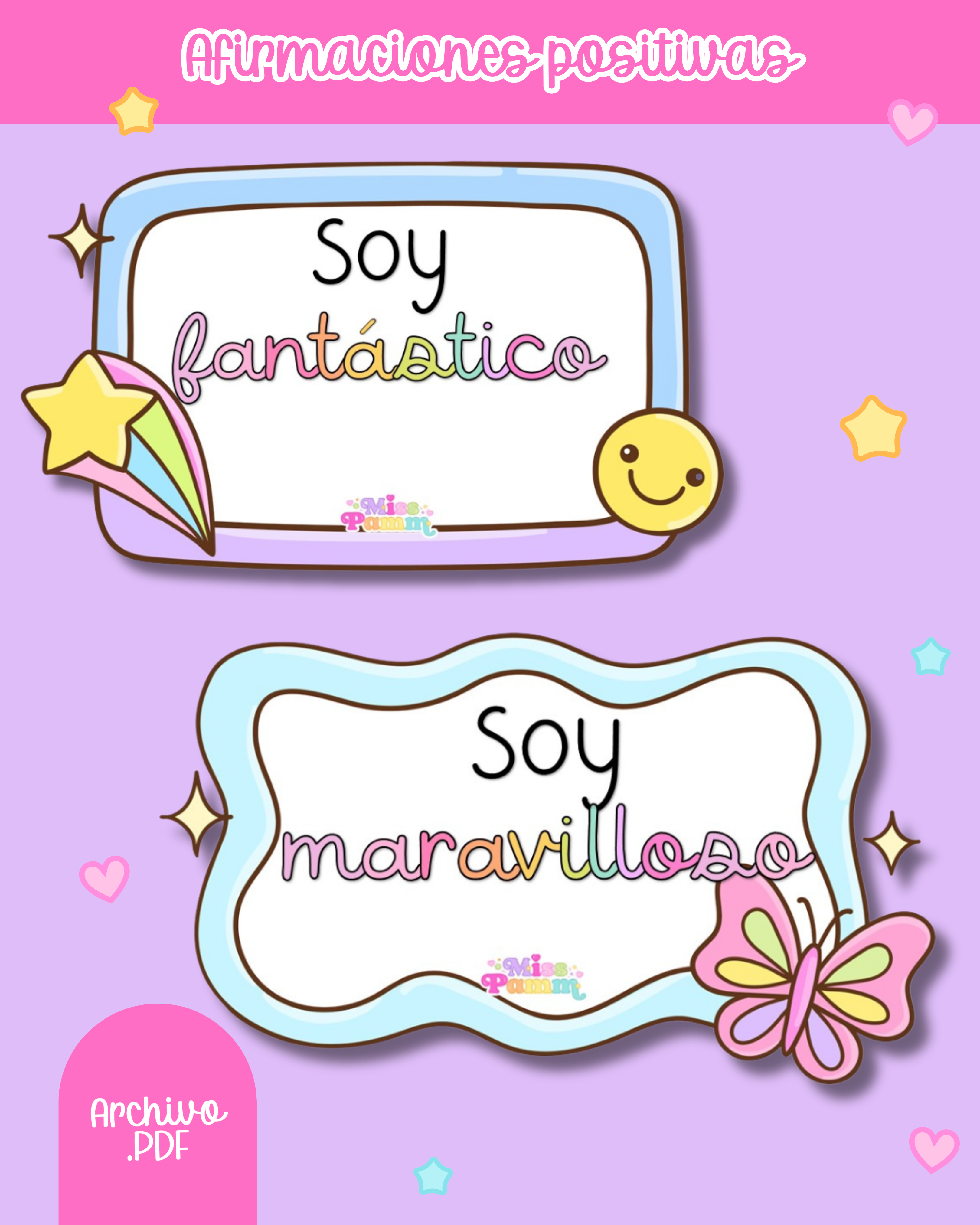 Afirmaciones positivas pastel