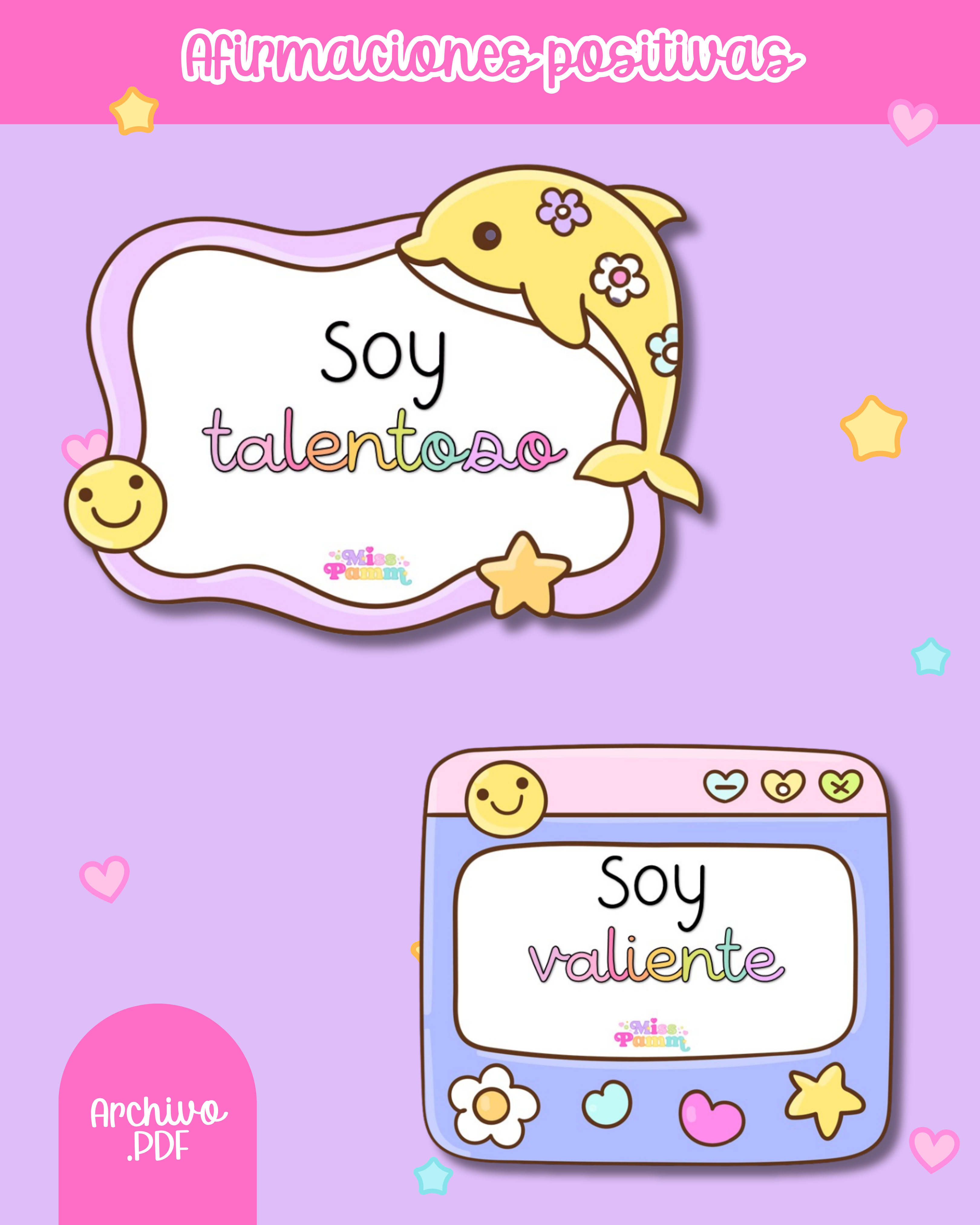 Afirmaciones positivas pastel