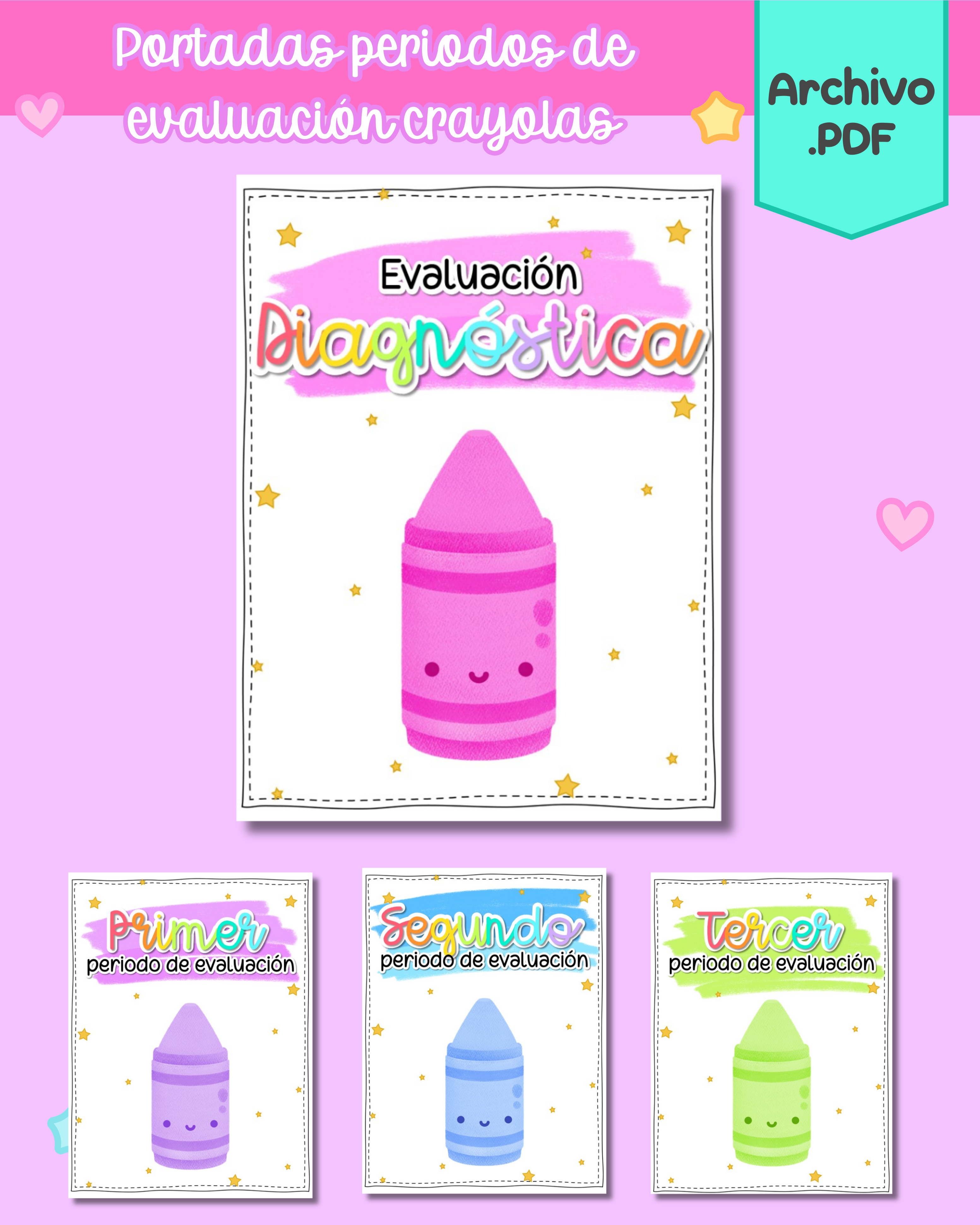 Portadas de periodos de evaluación Crayolas