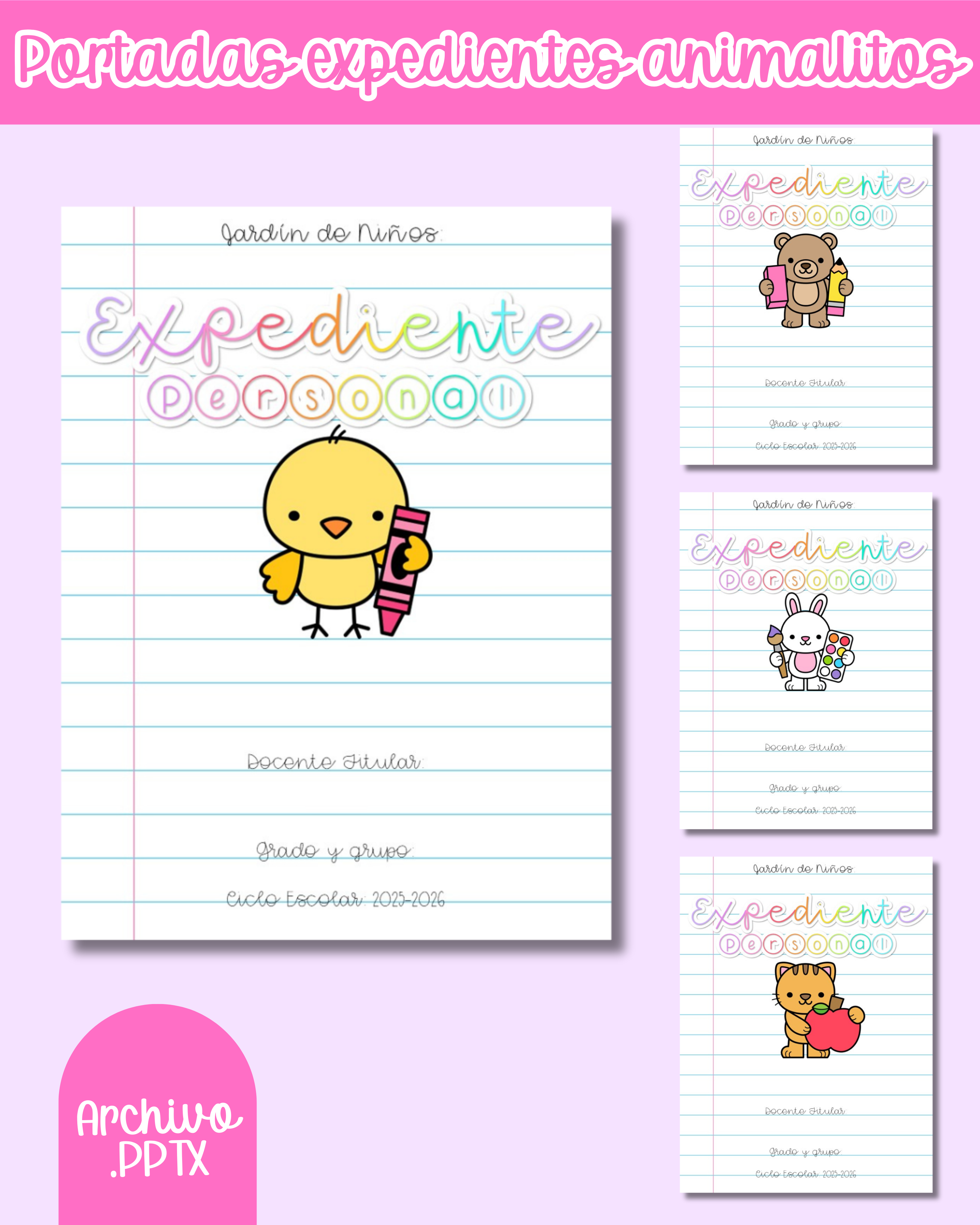 Portadas para expedientes Animalitos
